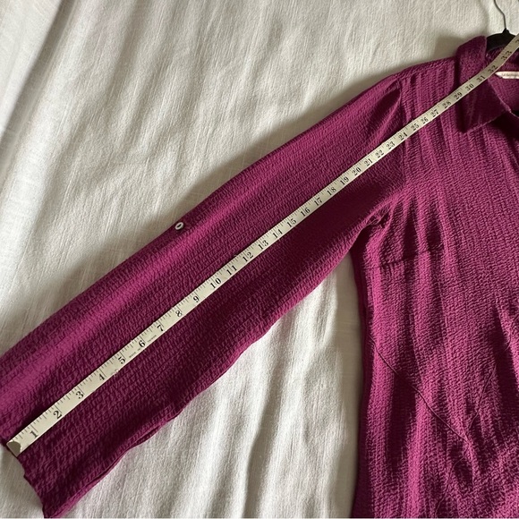 Soft Surroundings Blouse Womens 2X Purple Button Up Textured Lagenlook Flowy - Picture 9 of 13